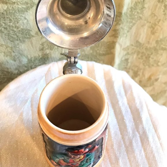 Beer Stein from West Germany - Ceramic Mug with Pewter Lid - Picture 4 of 8